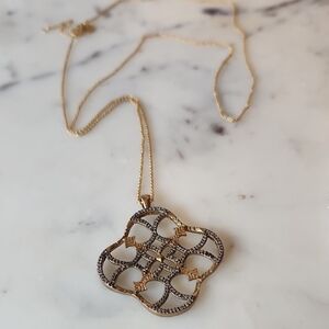 Stella & Dot Goldtone Crystal Filigree Necklace Adjustable